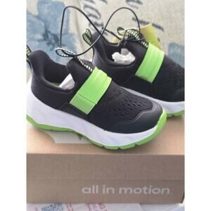 All In Motion Toddler Boy Girl Sneakers Size 6 Black Green Running Shoes NWT